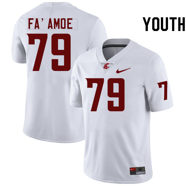 Youth #79 Fa'alili Fa'amoe Washington State Cougars College Football Jerseys Stitched-White